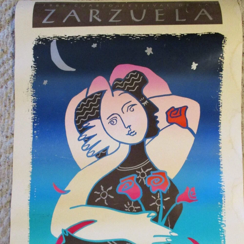 Vtg 1989 Cuarto Festival De La Zarzuela Advertisement Poster by Guillermo Torres